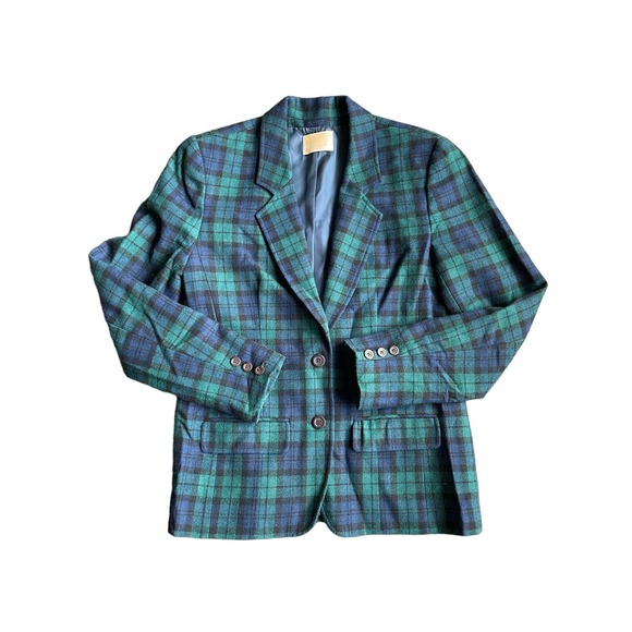 Pendleton Jackets & Blazers - VTG Pendleton Blazer Womens Jacket Black watch Tartan Plaid Wool Size 8